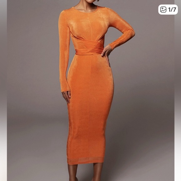 JLUXLABEL Dresses & Skirts - JLUXLABEL Radiant Orange Long Sleeve Dress